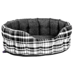 Oval Plaid Design Antibacterial Softee Bed Size 51x41x20cm Noir